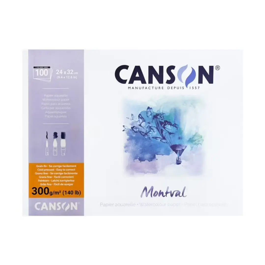 Block Acuarela Canson Montval A+24x32cm, 100 Hojas, 300 g/m2 1