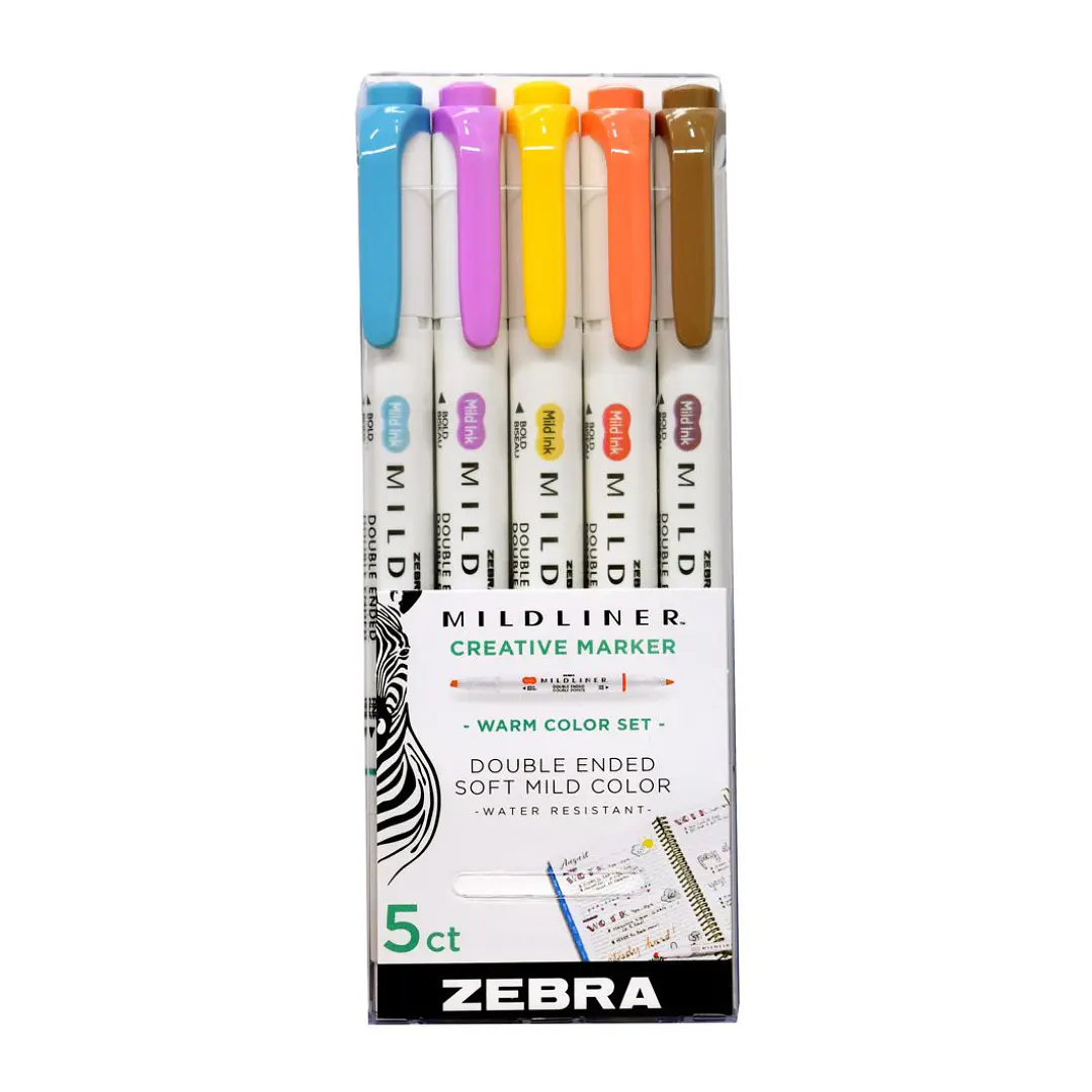 Set 5 Marcadores Doble Punta Zebra Mildliner Warm Color 1