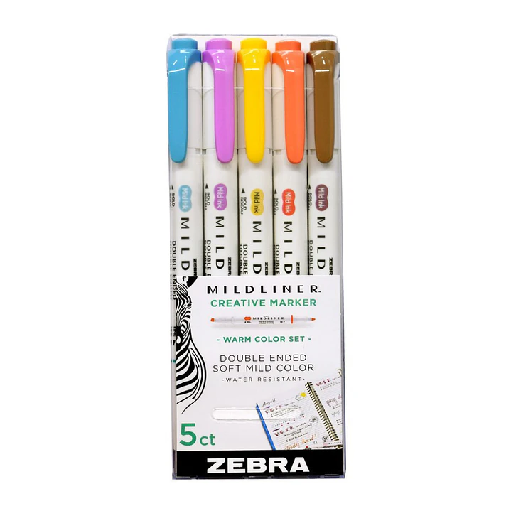 Set 5 Marcadores Doble Punta Zebra Mildliner Warm Color 1