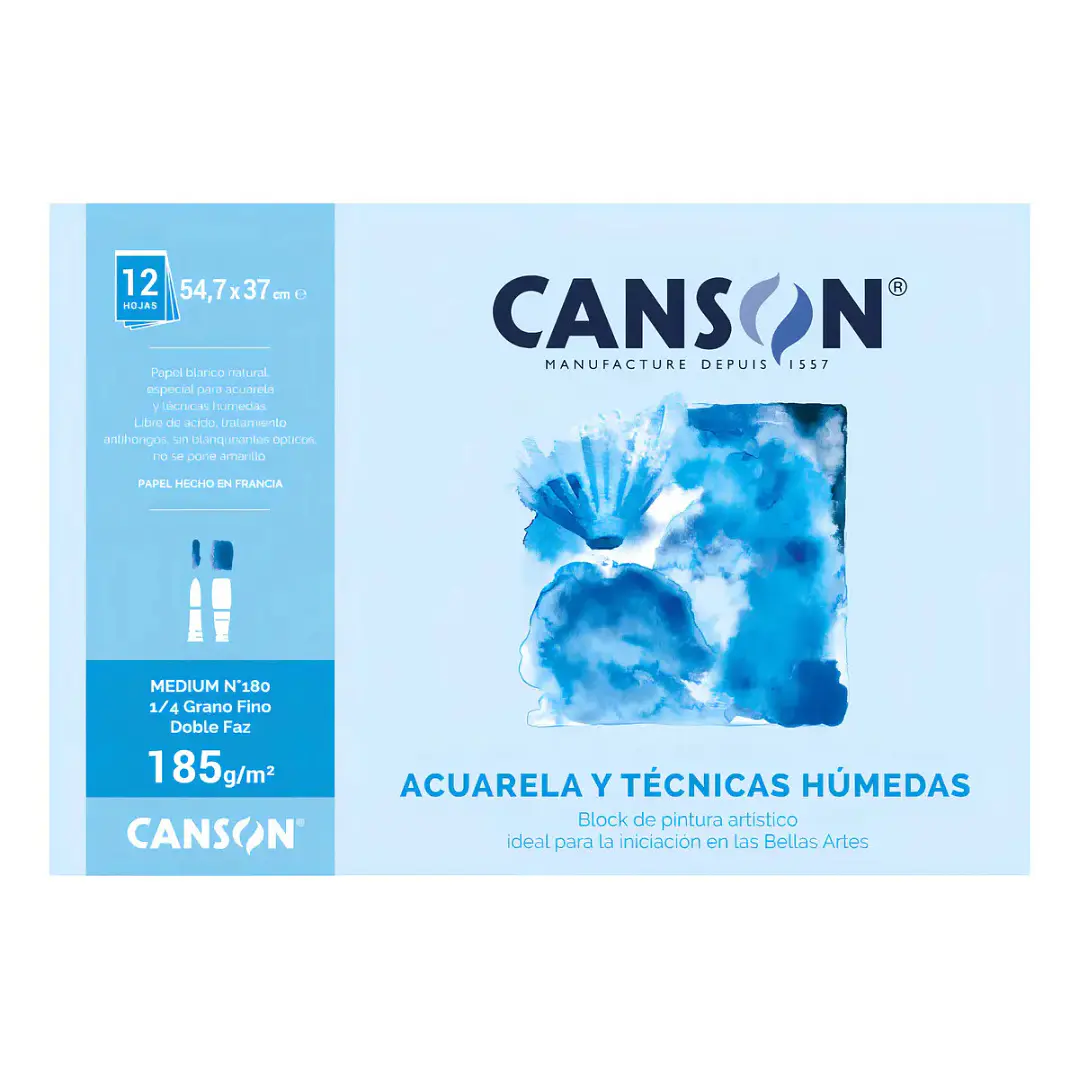 Block Pintura Canson Acuarela Y Técnicas Húmedas 1/4 185grs 1
