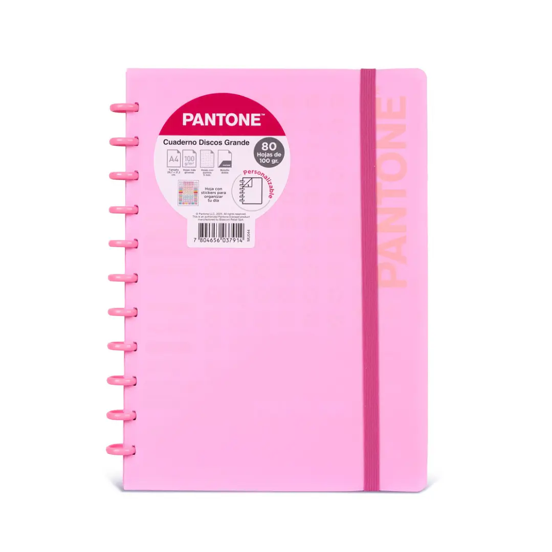 Cuaderno Discos Grande Pantone Rosado A4 80 hojas  1