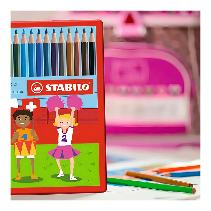 Lápices de Colores Stabilo Set de 24 en Caja Metálica 3