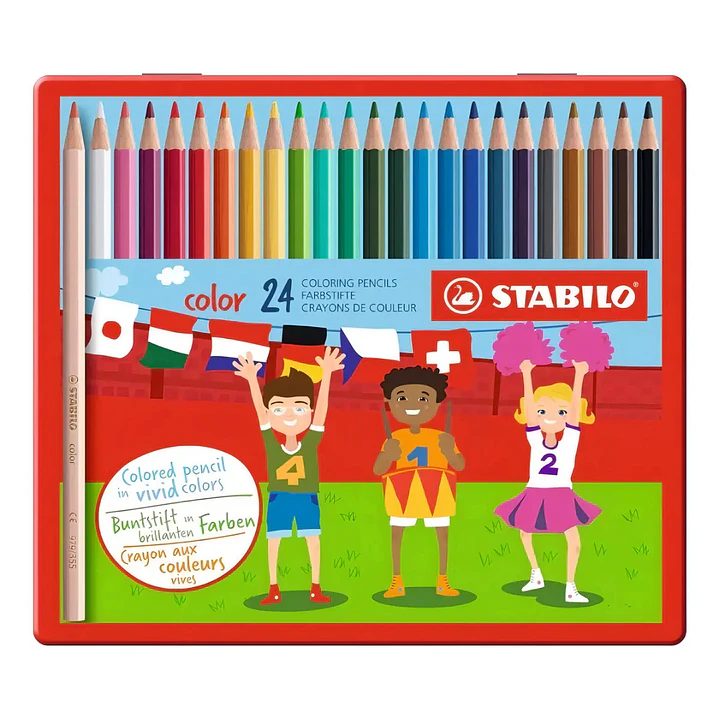 Lápices de Colores Stabilo Set de 24 en Caja Metálica 1