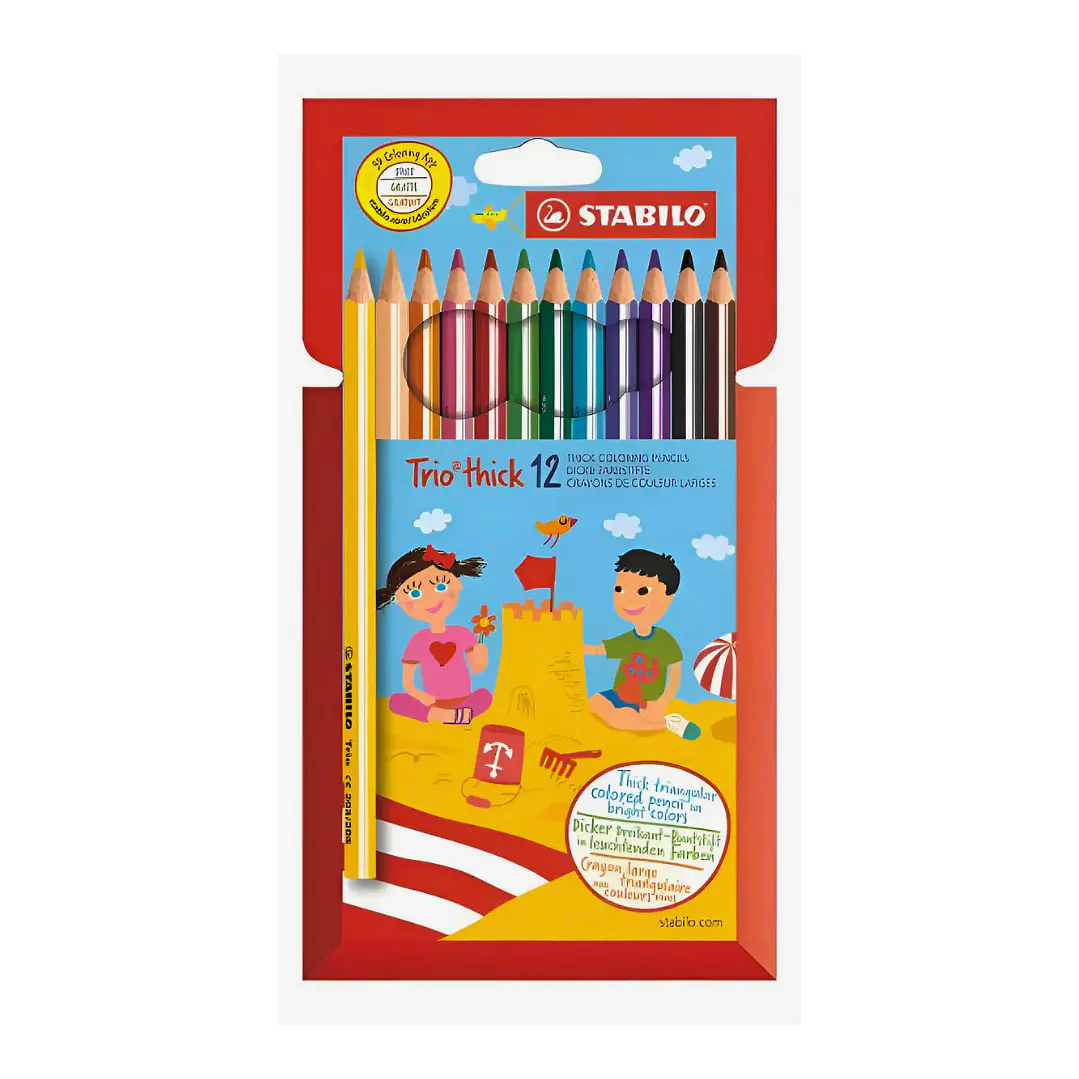 12 Lápices De Colores Jumbo Triangular Stabilo Mina 4.2mm 1