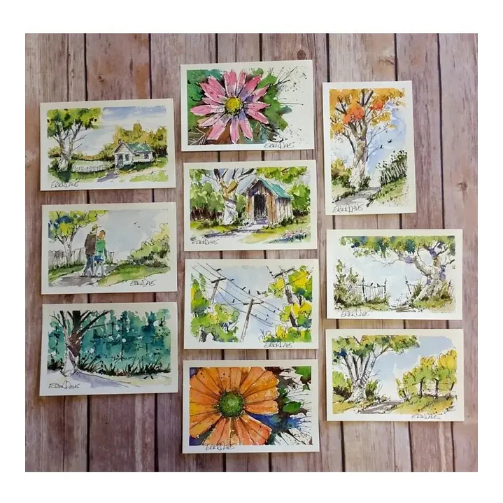 Bloc Postales Acuarela 15 tarjetas 10,2×15,2cm. 300g/m2   2