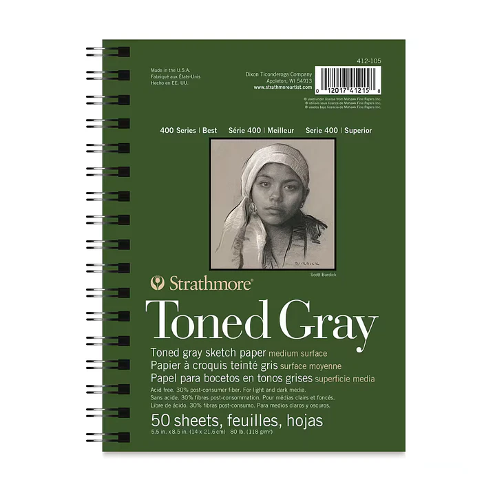 Cuaderno De Dibujo Strathmore Toned Gray 14x21,6cm 50h 118g 1