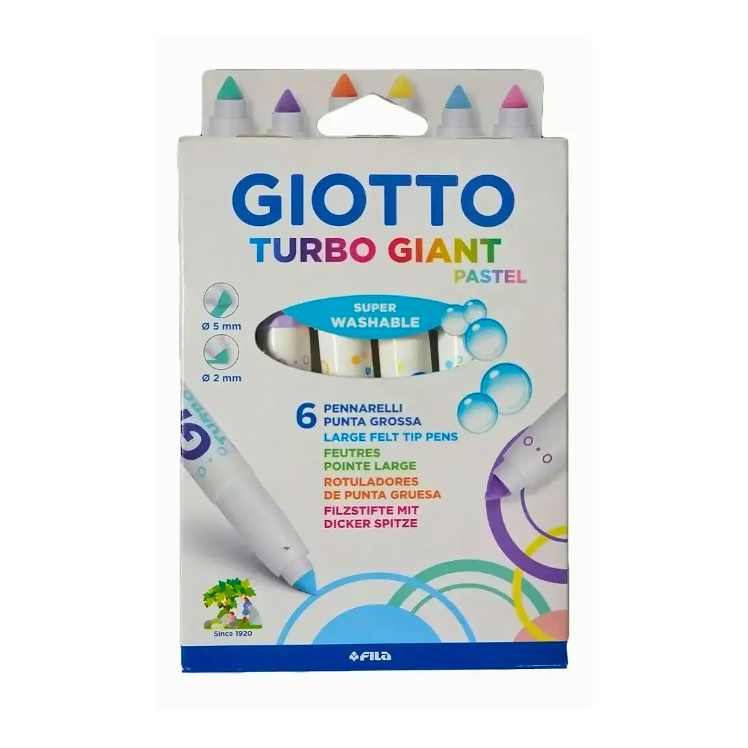 Marcadores Jumbo Giotto Turbo Giant 6 Colores Pastel 1