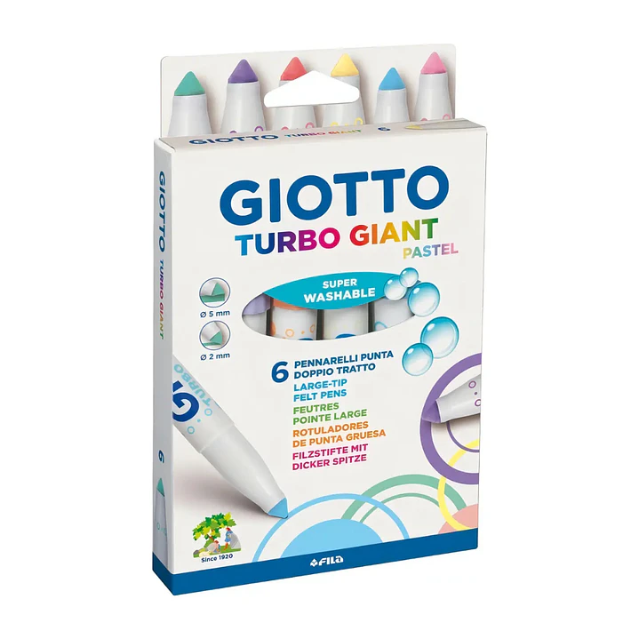 Marcadores Jumbo Giotto Turbo Giant 6 Colores Pastel 5