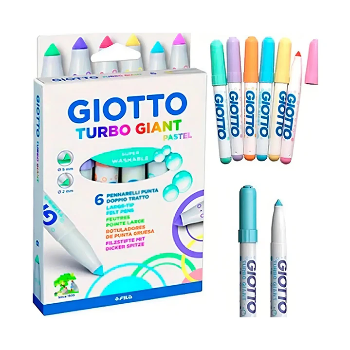 Marcadores Jumbo Giotto Turbo Giant 6 Colores Pastel 6