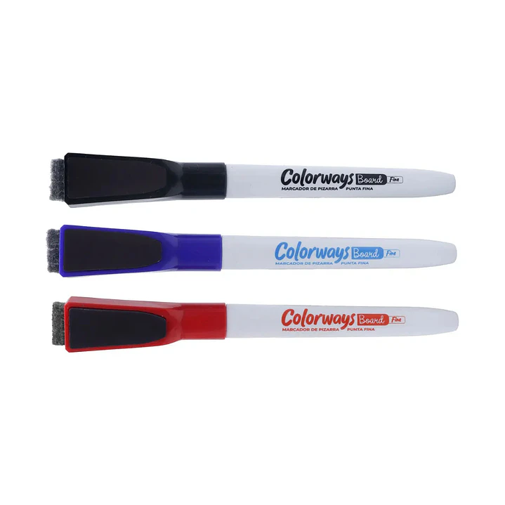 Marcador Para Pizarra Punta Fina Colorways Negro/azul/rojo 3