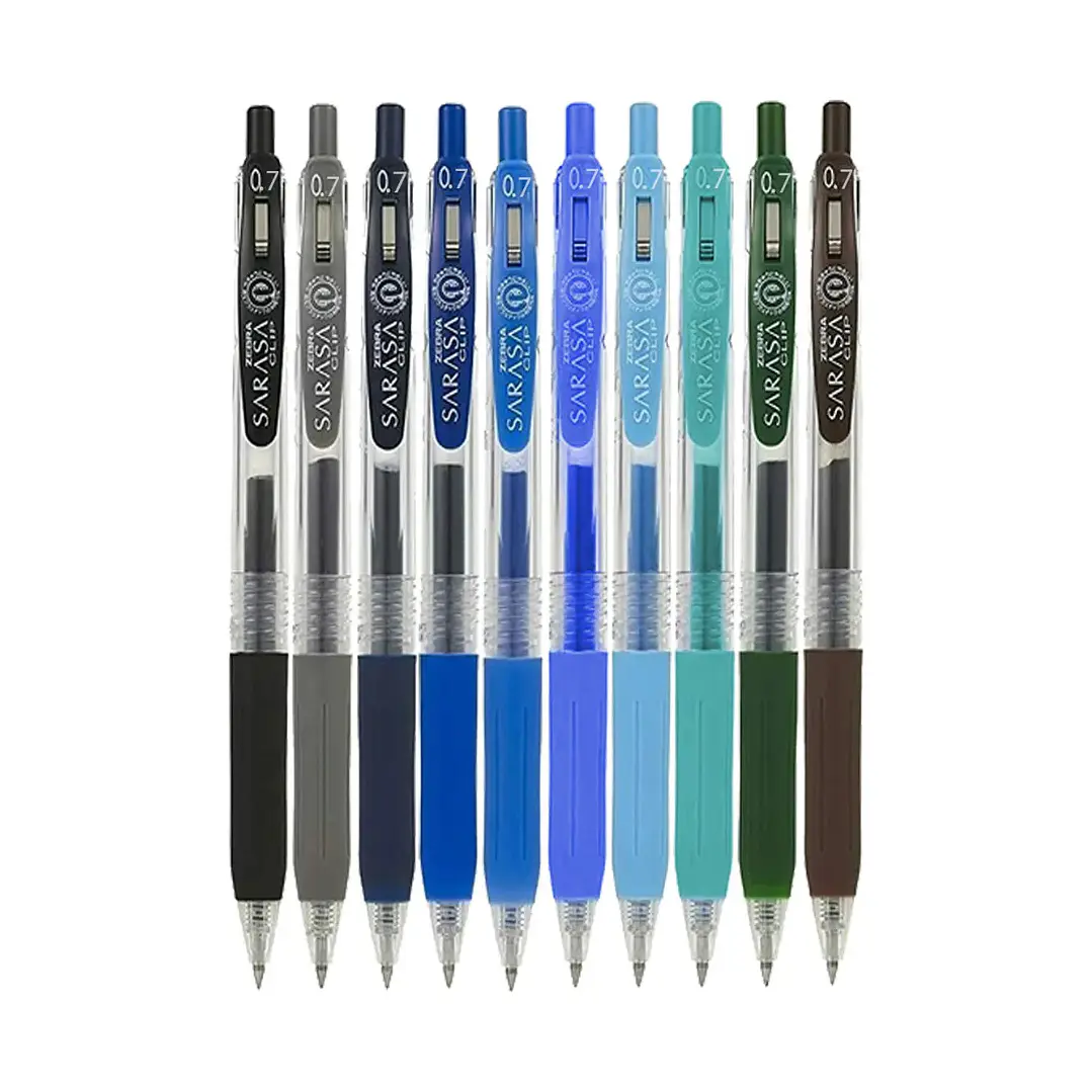 Set 10 Bóligrafos de Gel Zebra Sarasa clip 0.7mm Winter 2