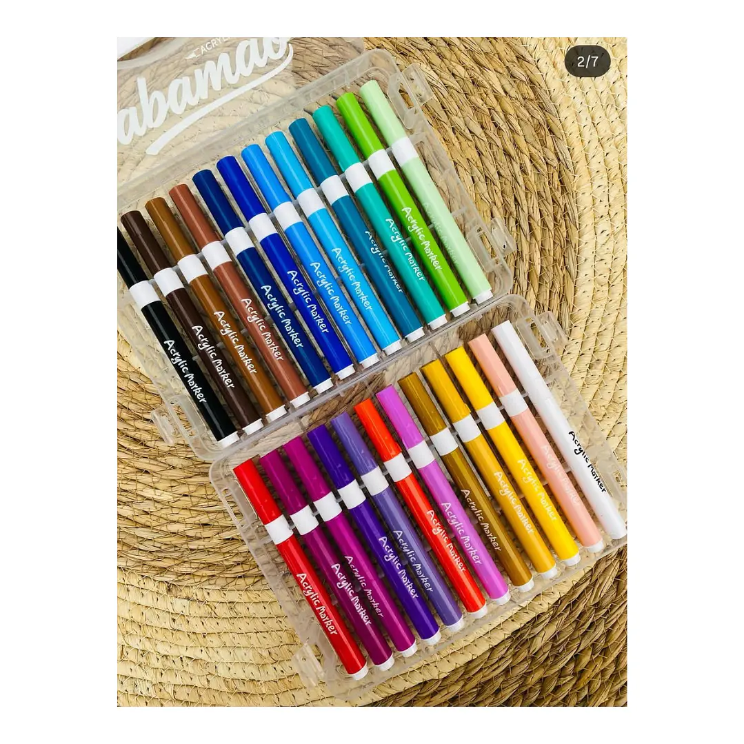 Marcadores Acrílicos Punta Pincel 24 colores Maleta Apilable 5