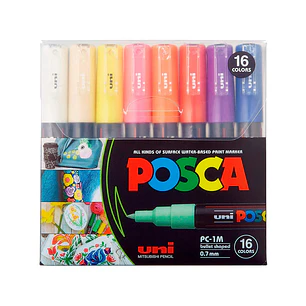 Marcadores Acrílicos Posca PC 1M Set 16 colores 0,7mm