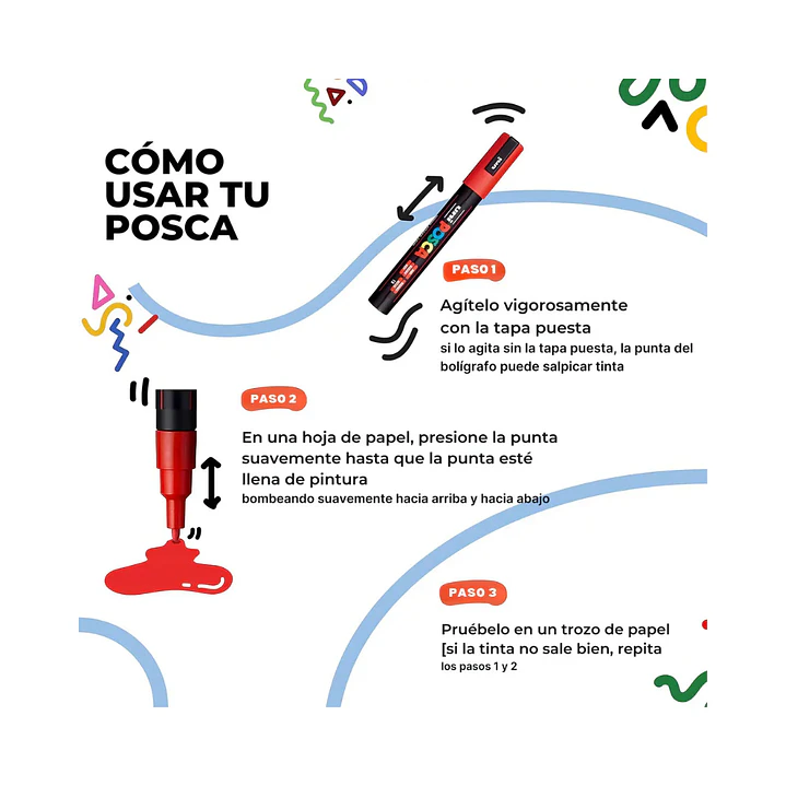 Marcadores Acrílicos Posca PC 1MR Set 8 colores 6