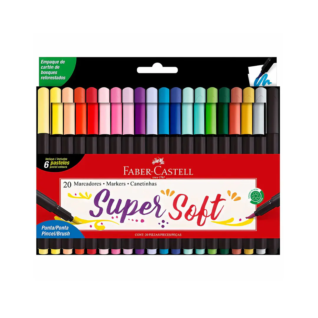 20 Colores Marcadores Supersoft Faber Castell 1