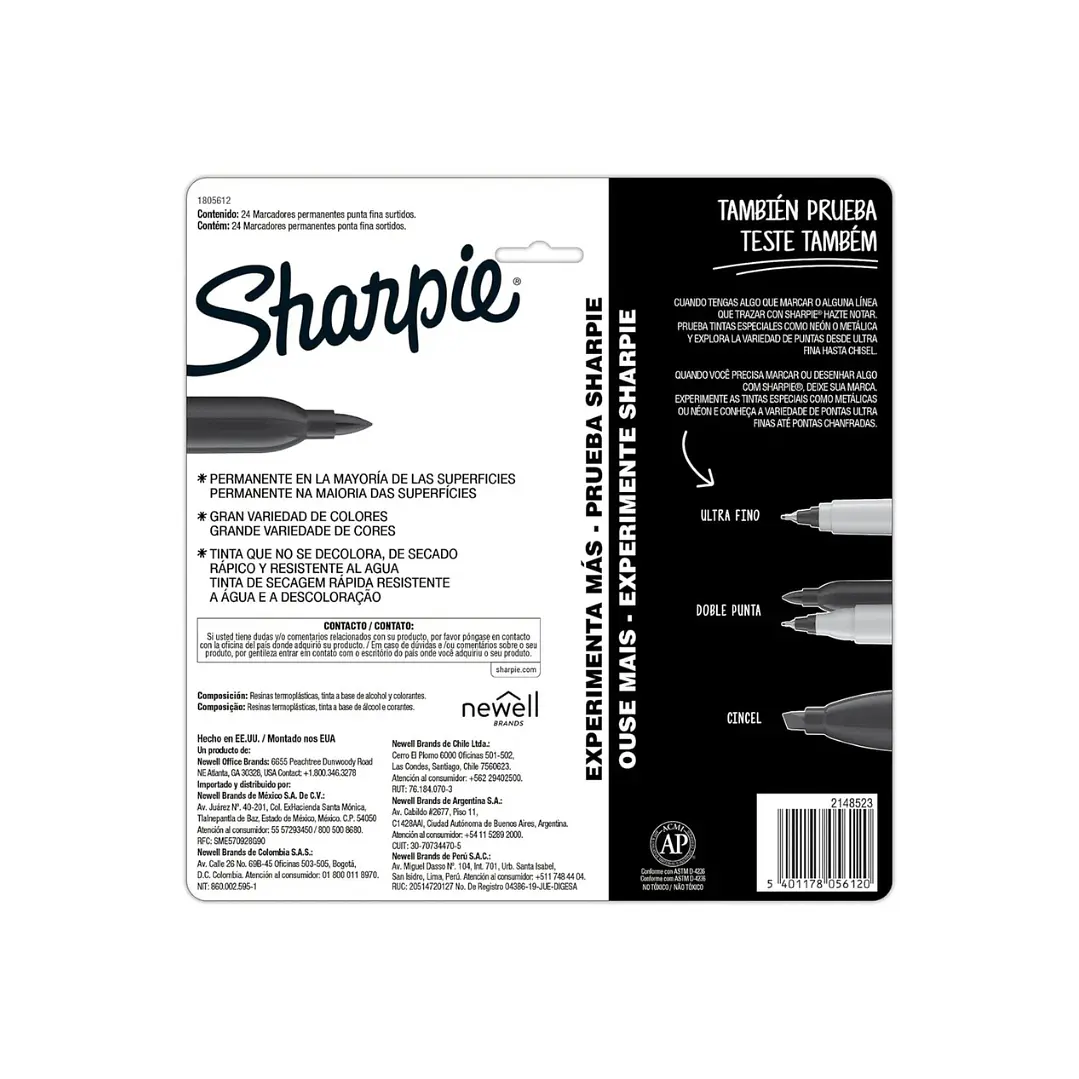 24 Marcadores Permanentes Sharpie Punta Fina  7