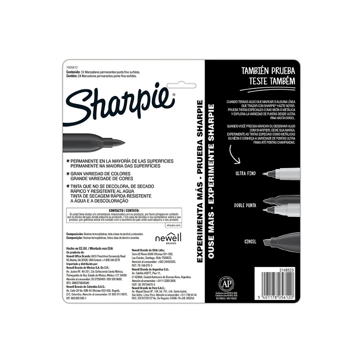 24 Marcadores Permanentes Sharpie Punta Fina  7