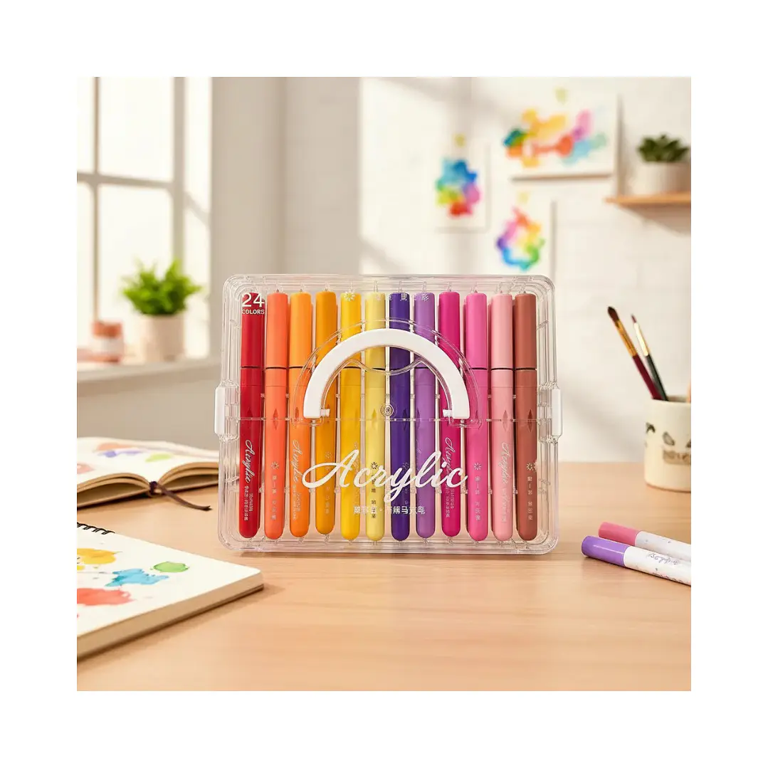 Marcadores Acrílicos Premium 24 Colores Maleta Apilable 3