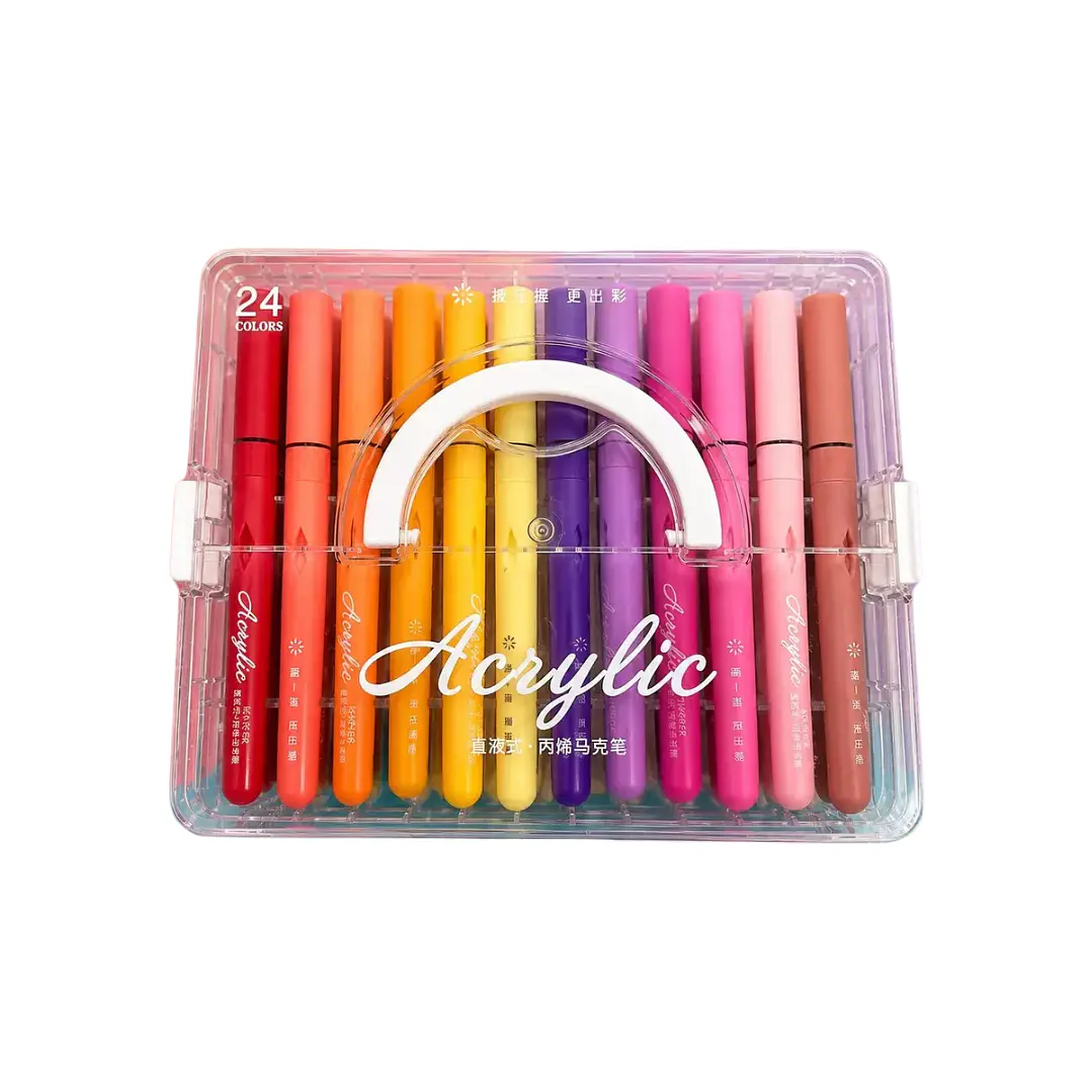 Marcadores Acrílicos Premium 24 Colores Maleta Apilable 1