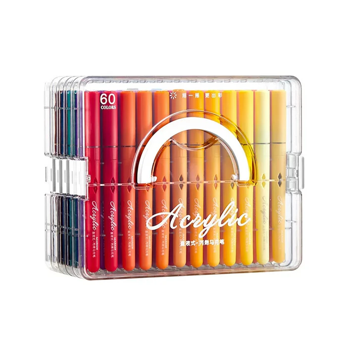 Marcadores Acrílicos Premium 60 Colores Maleta Apilable 1
