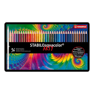 Lápices Acuarelables Stabilo Aquacolor Caja Metálica 36 colores