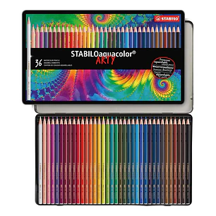 Lápices Acuarelables Stabilo Aquacolor Caja Metálica 36 colores