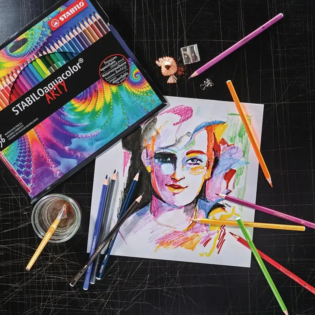 Lápices Acuarelables Stabilo Aquacolor Caja Metálica 36 colores 7