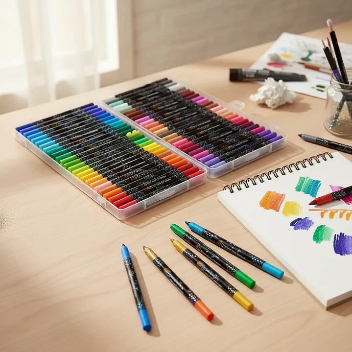 Marcadores Efecto Glitter Doble Punta 96 Colores 3
