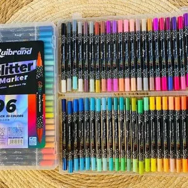 Marcadores Efecto Glitter Doble Punta 96 Colores 7