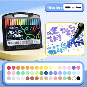 Marcadores Metallicos efecto Glitter 48 Colores 