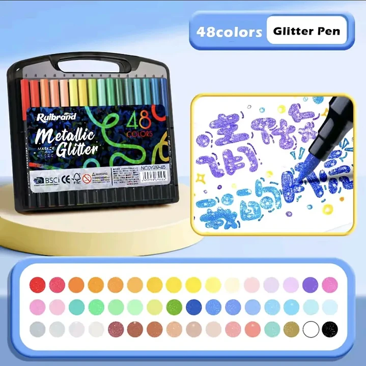 Marcadores Metallicos efecto Glitter 48 Colores  2