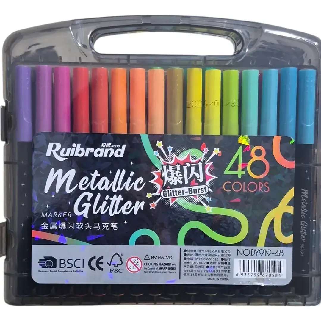 Marcadores Metallicos efecto Glitter 48 Colores  1