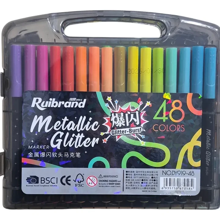 Marcadores Metallicos efecto Glitter 48 Colores  1