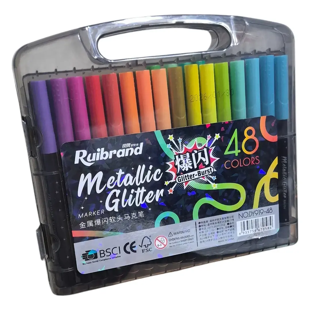 Marcadores Metallicos efecto Glitter 48 Colores  4