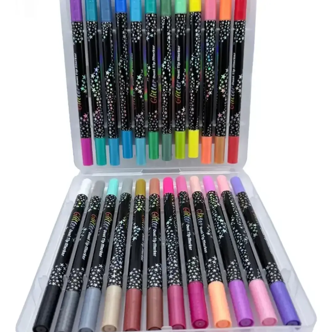 24 Marcadores Doble Punta efecto Glitter 48 colores 4