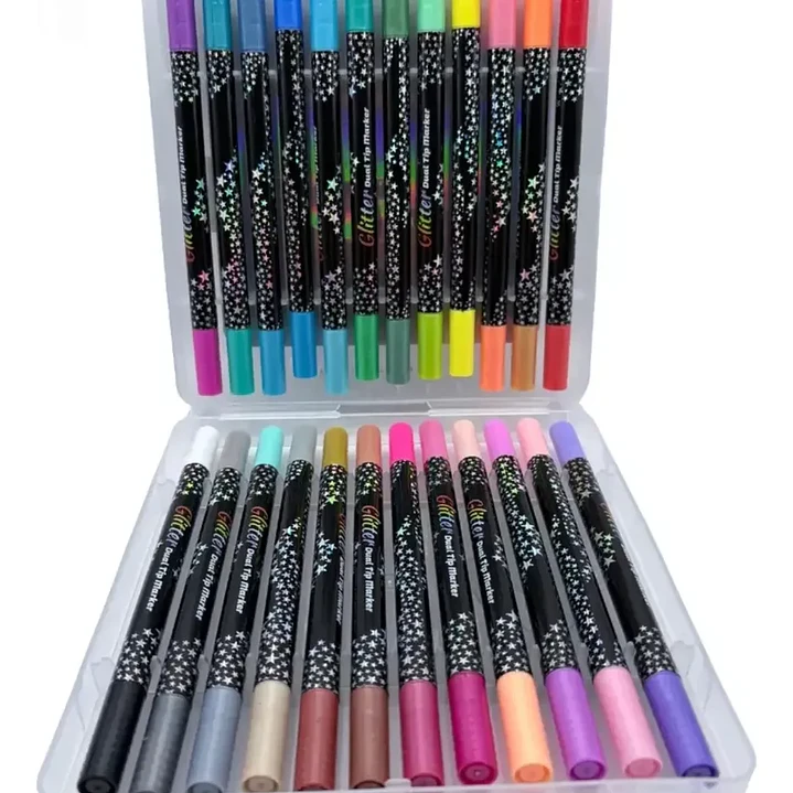 24 Marcadores Doble Punta efecto Glitter 48 colores 4