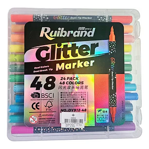 24 Marcadores Doble Punta efecto Glitter 48 colores