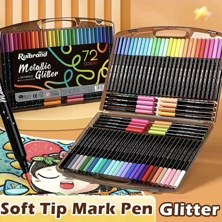 Marcadores Metallicos efecto Glitter 72 Colores  4