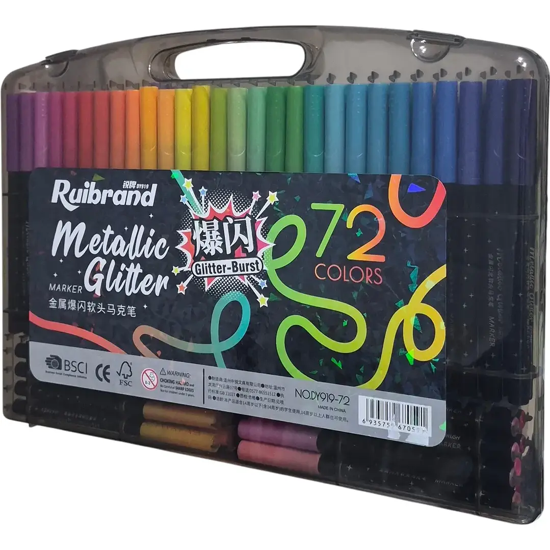Marcadores Metallicos efecto Glitter 72 Colores  1