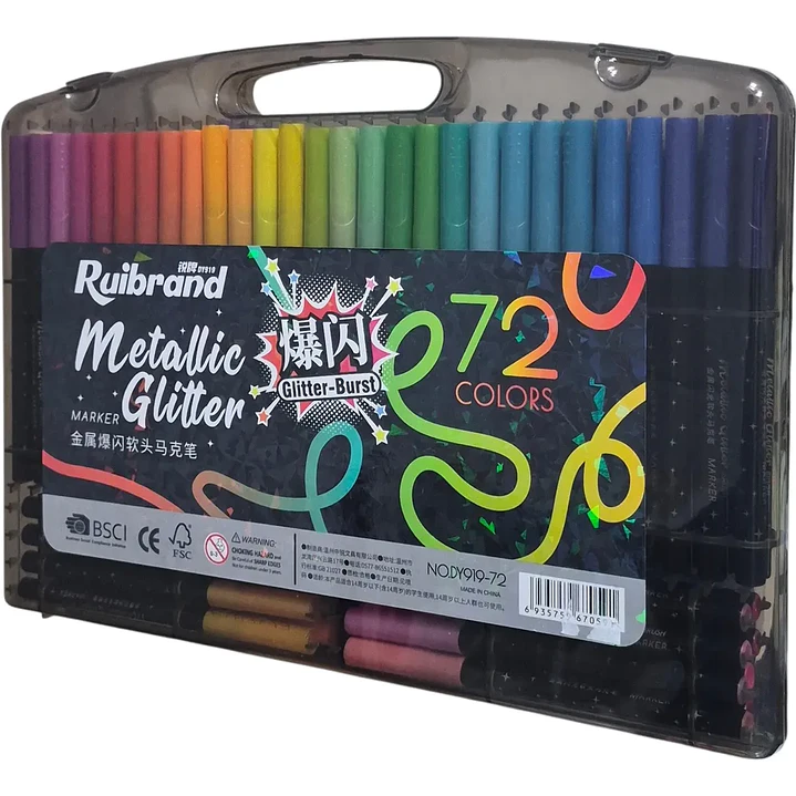 Marcadores Metallicos efecto Glitter 72 Colores  1