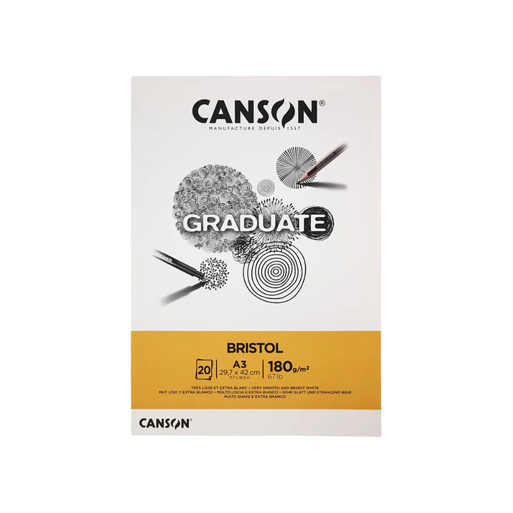 Block Bristol Canson Graduate A3 20 Hojas, 180 G/m2 1