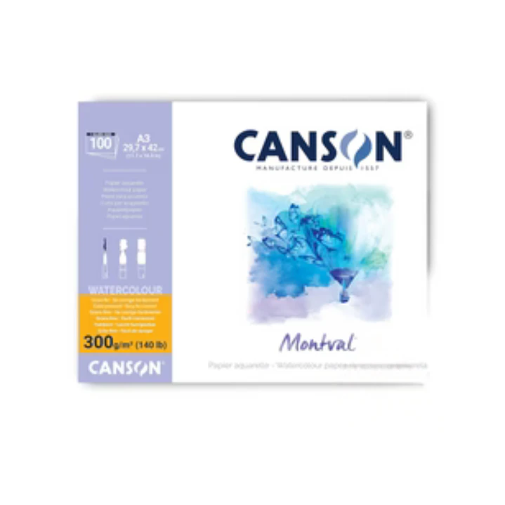 Block Acuarela Canson Montval A3 100 Hojas, 300 g/m2 1
