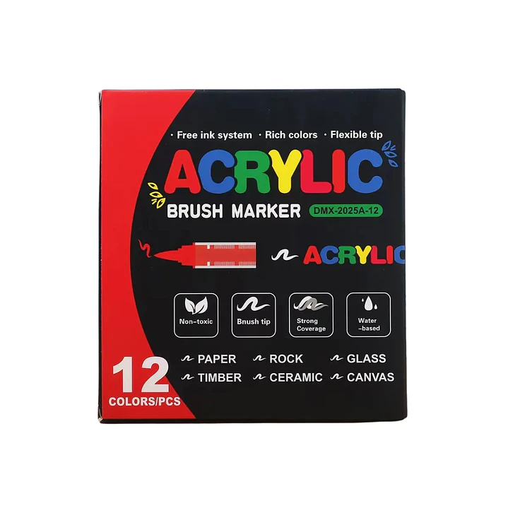 Marcadores Acrílicos Punta Pincel Acrylic 12 Colores 1