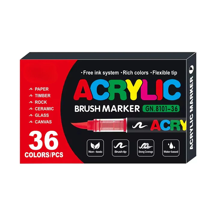 Marcadores Acrílicos Punta Pincel Acrylic 36 Colores 1