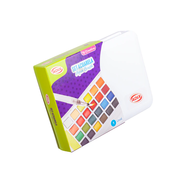 Acuarela Set 24 Colores + Aquabrush Adix Creative 11