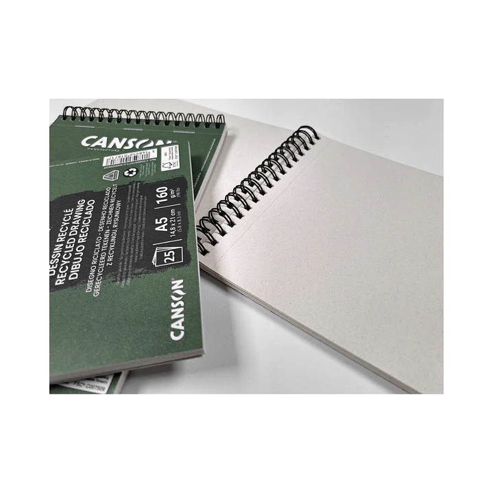 Croquera Canson XL Dibujo Recycled 160gr 25hjs A5 (14,8x21cm) 3