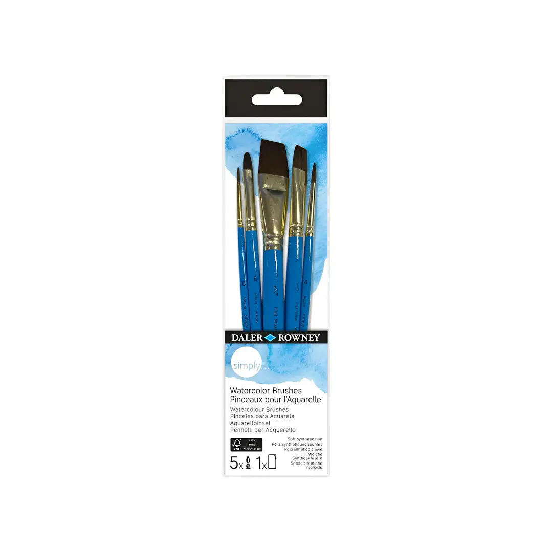 Set De 5 Pinceles Daler Rowney Simply Para Acuarela 1