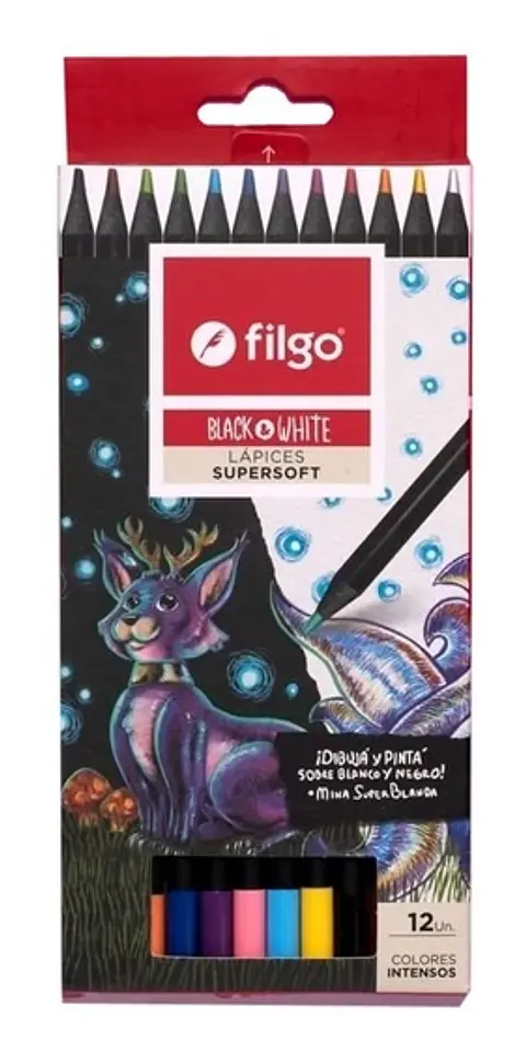 Lapiz Filgo Colores Black And White Estuche X 12u.