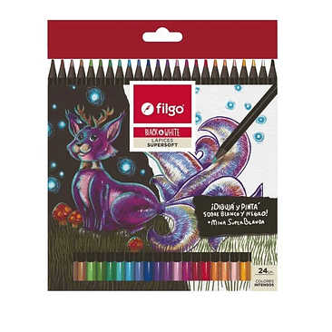 Lapiz Filgo Colores Madera Black And Withe Estuche X 24u. 1