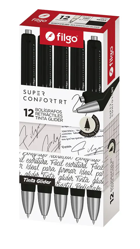 Boligrafo Filgo Super Confort Retractil Azul/negro X12u